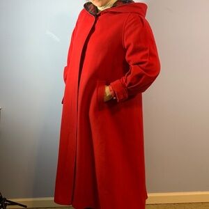 Avoca collection wicklow Ireland red hooded Cloak long wool coat tartan medium